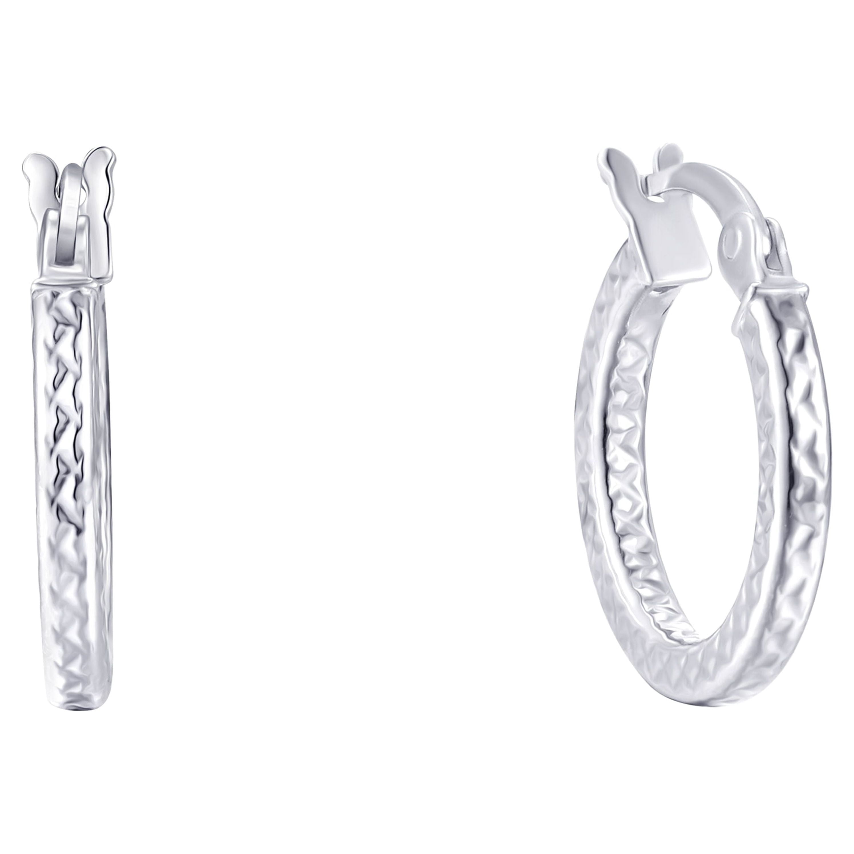 Brilliance Fine Jewelry Duo Hoop Earring Set in Sterling Silver 15MM