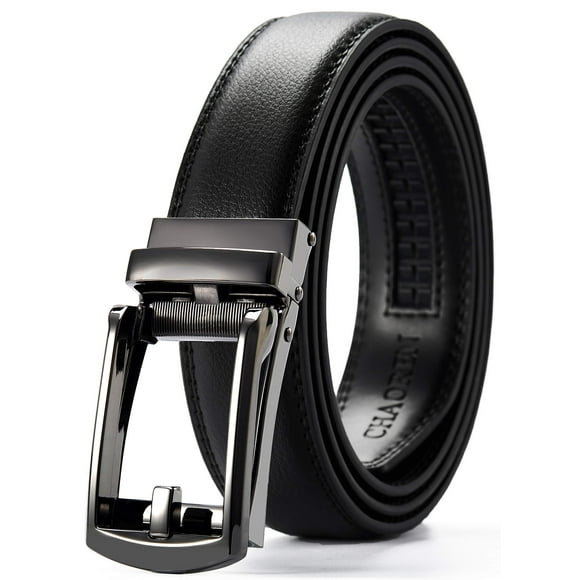Cinturón de Piel Ajustable para Niños CHAOREN con Sistema de Carraca, Negro