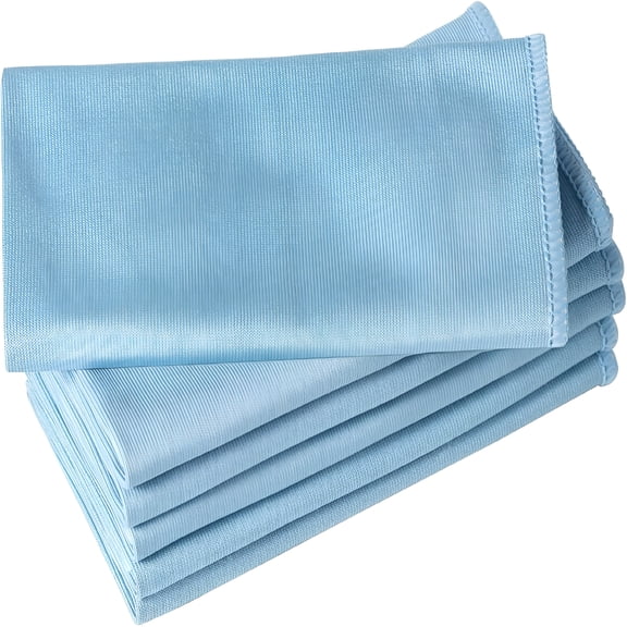 AUQ 6 Pack Microfiber Glass Cleaning Cloth, 16 Inch X 16 Inch, Lint Free Quickly Clean Window, Glasses, Windshields, Mirrors, And Stainless Steel, Blue