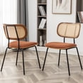 thumbnail image 2 of FOWEOAIU Modern Dining Chairs,Fabric Upholstered Side Chairs With Cane Back, Orange (Set of 2), 2 of 9