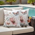 thumbnail image 5 of Spring Flower Pillow Covers 2 Pack Vintage Cosmos Leaf Butterfly Pastoral Pillowcase Waterproof Outdoor Throw Pillow Cover for Patio Garden Square Cushion 20”x20”, 5 of 9