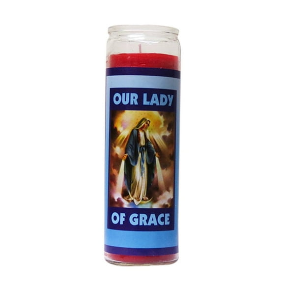 Glass Candle Red- Our Lady of Grace