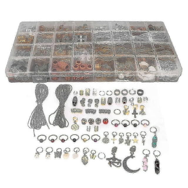 Ensemble de bijoux pour dreadlocks, perles en alliage, manchettes, anneaux, bobines, pendentifs pour cheveux tressés, décoration