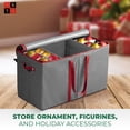 thumbnail image 3 of All-In-One Christmas Ornament, Figurines, and Accessory Storage Box, Fits 80 of 3" Holiday Ornaments; Side Pockets, Card Slot & Carry Handles Durable Nonwoven Accessory/Ornament Storage Container (Gra, 3 of 4