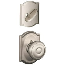 Schlage Lock Company F59GEO619CAM Satin Nickel Interior Pack Georgian Interior Pack Knob Set with Single Cylinder Deadbolt and Decorative Camelot Rose Interior Half Only