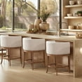 thumbnail image 2 of Guyou 26" Modern Counter Height Bar Stools Set of 2, Barrel Wooden Kitchen Island Chairs, Farmhouse Linen Upholstered Barstools for Restaurant Kitchen Bistro, Beige, 2 of 8