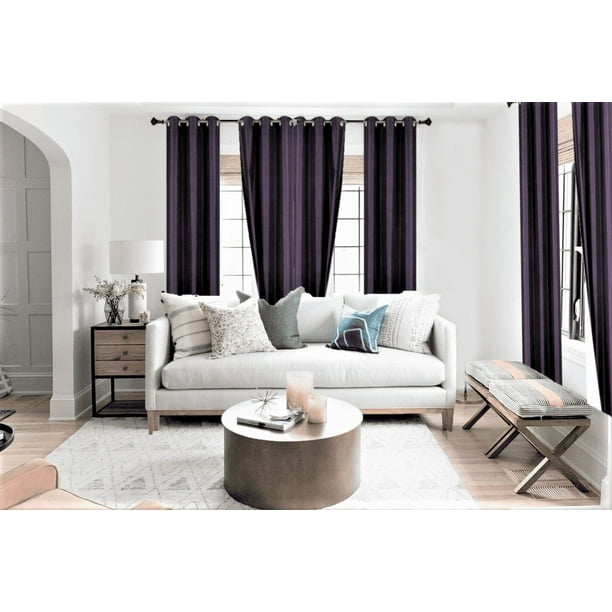 Nuevo juego de lujo de 2 paneles Adam Plum, 100 % opacos, 3 capas de oscurecimiento, eficiencia energética, ojales térmicos para ventanas, forrados. Tamaño: 89 cm de ancho x 213 cm de largo cada