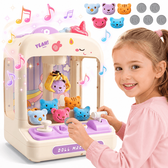 UUSUOO Claw Machine for Kids,Mini Vending Arcade Machine with Light & Music,Unicorn Toys for Girls 3-6 years,Christmas Birthday Gifts Toys Age 3 Year Old