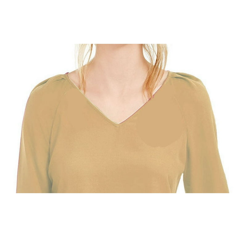 Bar III Women s Pleated Bell Sleeve Top Saffron Size Extra Small Walmart