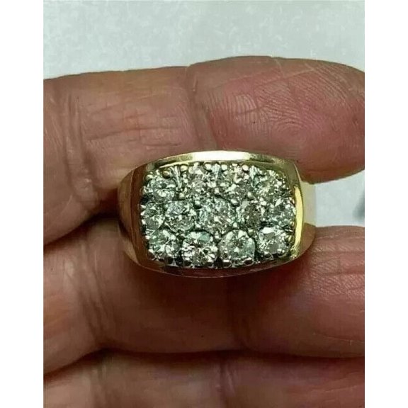 3Ct Round Cut Lab-Created Diamond Men's Pinky Band Ring 14K Yellow Gold Plated Silver