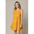 thumbnail image 4 of Made by Johnny Women's Casual Sleeveless V-Neck Loose Flowy Swing Shift Dress L MUSTARD_POLKA, 4 of 5