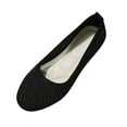 thumbnail image 1 of B91xZ Women's Canvas Loafer Flat Round Toe High Block Heel Pumps,Black 7, 1 of 5