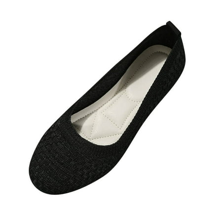 

KELINFONG Women s Flat Shoes Round Toe Knit Ballet Flat Comfort Dressy Flat Walking Shoes