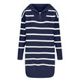 thumbnail image 5 of Womens Long Sleeve Fall Dresses Ladies New V-neck Long Sleeve Sweater Striped Loose Casual Knitted Dress,Blue,M, 5 of 6