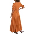 thumbnail image 5 of Siilsaa Dresses for Women 2024 Casual Spring Women Short Sleeve Loose Plain Casual Long Maxi Dresses Orange,2XL, 5 of 5