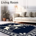 thumbnail image 2 of ODIKA 2'x3' Machine Washable Non-Slip Area Rug, Nordic Reindeer Family Elegant Yuletide High Traffic Rug, Blue, 627084, 2 of 7
