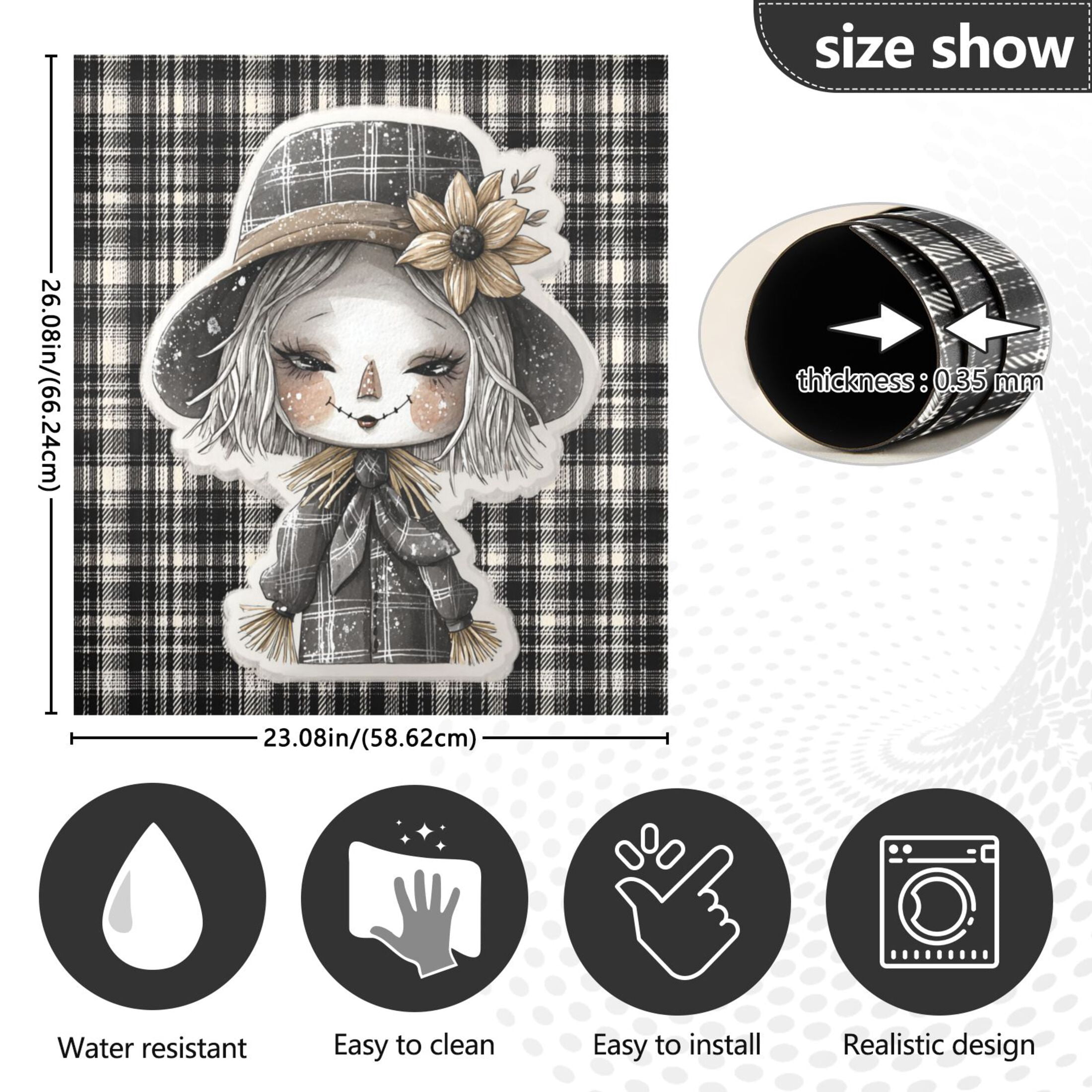 Dishwasher Magnetic Refrigerator Magnet Cover Sticker Home Decorative 23"x26" Dark-themed Straw Doll
