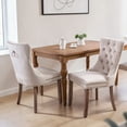 thumbnail image 3 of Hassch Velvet Fabric Chairs Set of 2, Upholstered Dining Chair with Button Tufted Back and Wood Legs for Living Room, Kitchen, Beige & Wood, 3 of 10