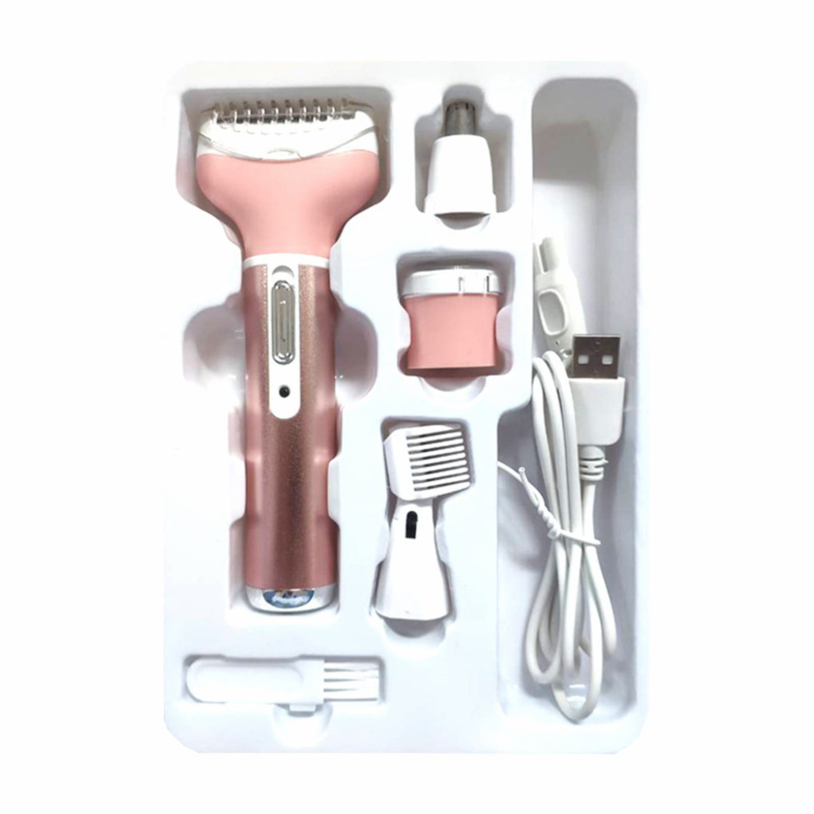Electric Shaver For Women Men – 4 In 1 Grooming Kit With Nose Trimmer, Eyebrow Shaver, Sideburn & Mustache Trimmer, Rechargeable USB, Bikini Area, Armpit, Arm, Leg, Travel Friendly Hair Removal Tool