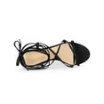 thumbnail image 4 of BLISSFUL STEP Women's Strappy Lace Up Kitten Heels Sandals Black (Size 8), 4 of 7