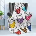 thumbnail image 4 of Ladybugs Soft Flannel Fleece Throw Blanket, Number Smiling Ladybugs Illustration in Colorful Dot Design Kids Nursery, Cozy Plush for Indoor and Outdoor Use, 50" x 70", Multicolor, by Ambesonne, 4 of 5