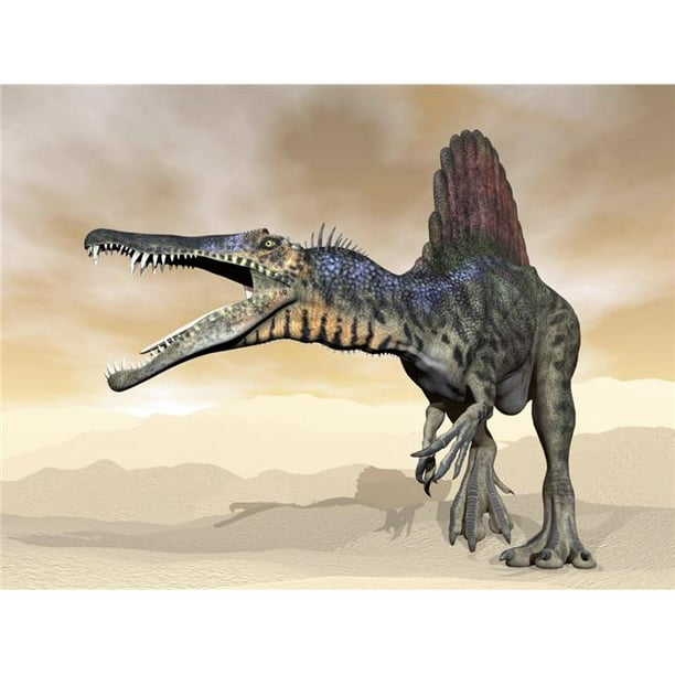Spinosaurus Dinosaure Rugissant dans le Désert Poster Print&44; 32 x 24 - Grand