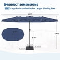 thumbnail image 2 of 15FT Rectangular Patio Umbrella with Base & 48 Solar LED Lights – Waterproof, UV Resistant, Easy Crank, Outdoor Table Umbrella for Garden, Deck, Pool, Backyard – Navy Blue, 2 of 8