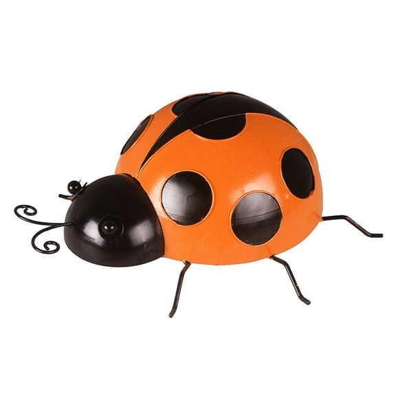 Fridja Garden Beetle Art Outdoor Garden Backyard Metal Animal Decoration Gift 10x10cm Orange