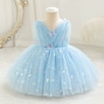 thumbnail image 3 of IBTOM CASTLE Toddler Baby Girls Shiny Butterfly Tutu Dress Princess Birthday Party Pageant Flower Girl Wedding V-Backless Dresses 2-3 Years Blue, 3 of 9