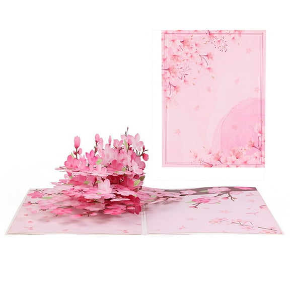 COULEE 2 pc Pop Up 3D Sakura Greeting Card, For Valentine's Day, Birthday, Anniversary, Holiday, Christmas, Ideal Gift for Mom, Sister, Grandma, Girlfriend, Wife, Aunt