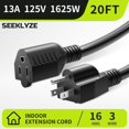 thumbnail image 2 of Cable de extensión Seeklyze, 20 pies, 16 AWG, 3 puntas, 13 A, 125 V, 1625 W, negro, 2 of 7