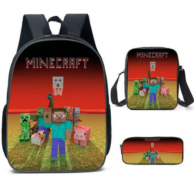 MINECRAFT school bag backpack three-piece set lunch bag stationery bag