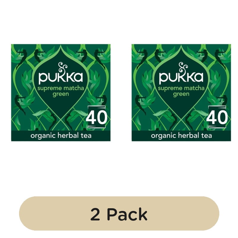 Pukka Organic Supreme Matcha Green Herbal Tea Bags 40's, British Import (Pack of 2)