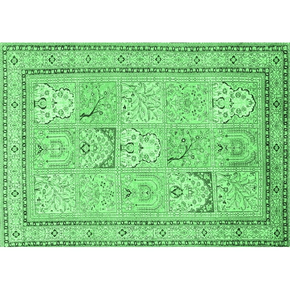 Ahgly Company Indoor Rectangle Persian Emerald Green Traditional Area Rugs, 4' x 6'