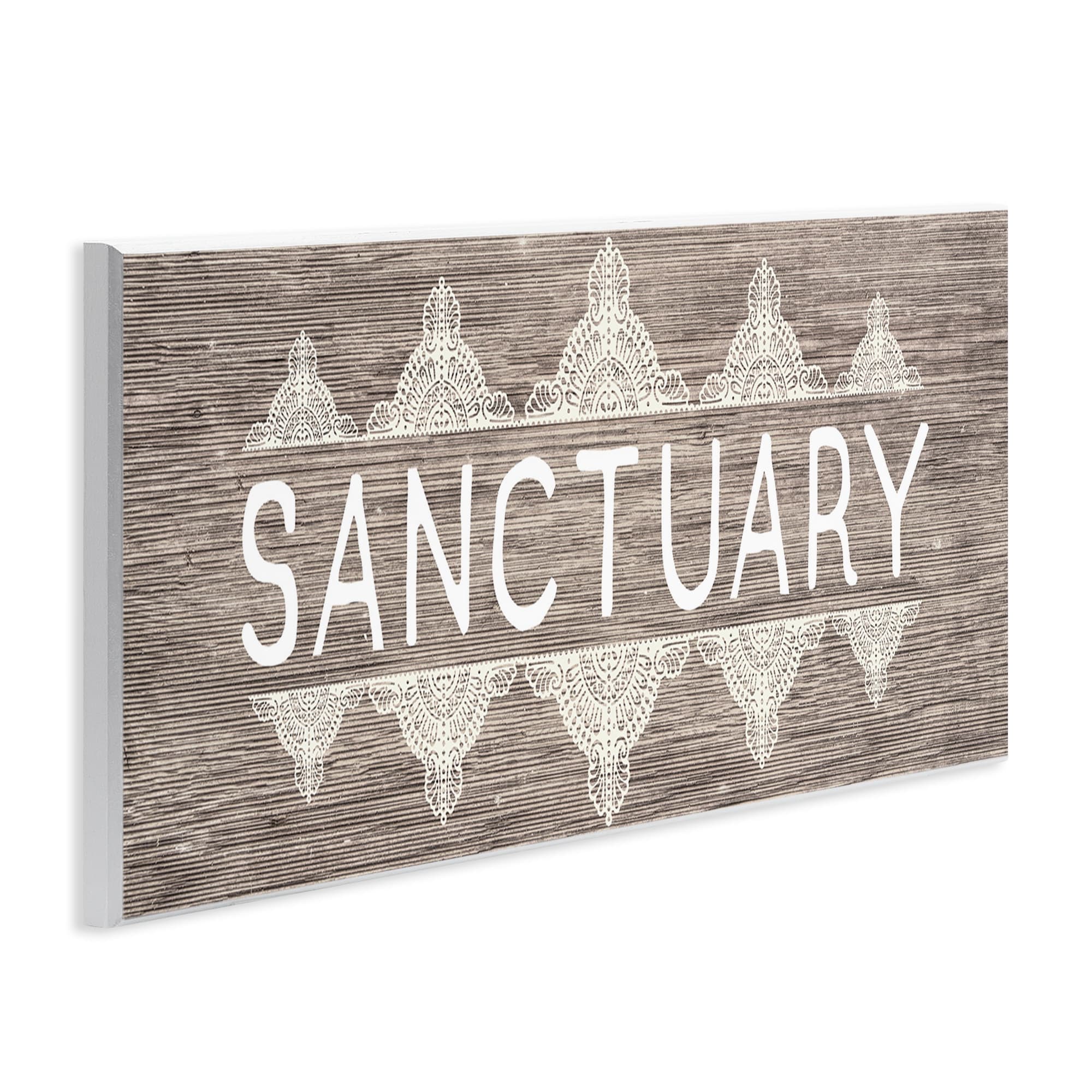 Stupell Industries Rustic Sanctuary Text with Paisley Country Pattern Wall Plaque by Daphne Polselli