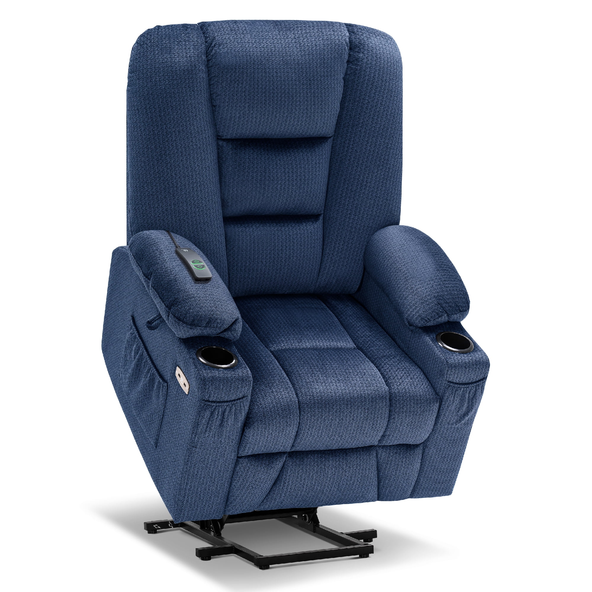 Large Power Lift Chair, Massage and Heat, Fabric 7549, Navy Blue