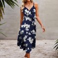 thumbnail image 2 of TIHLMK Women Dresses Summer Women's Fashion V-Neck Sleeveless Printed Print Mid Claf Dresses +Belt, 2 of 8