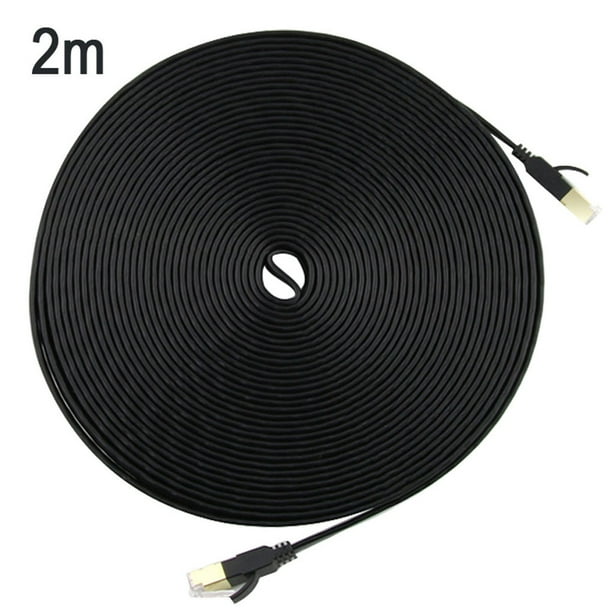 Cable de red tipo Cat7, oficina en casa, hotel, cable plano para Internet, cable Ethernet, tipo plano, negro, 2 metros Advancent EL4498-02