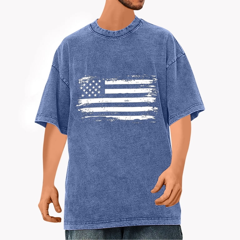 Men's Vintage Patriotic T-Shirt – Acid Wash American Flag Graphic