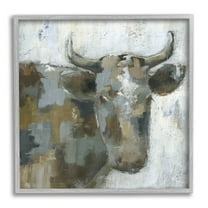 Abstract Cattle Farm Animal Animals & Insects Painting Gray Framed Art Print Wall Art