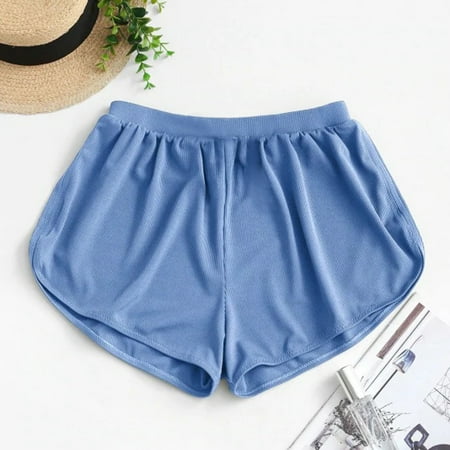 LEEy-world Swim Shorts Women High Waisted Women s Standard Swimsuit Bikini Bottom Cheeky Cut Blue M