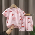 thumbnail image 2 of KPOPLK Kids 2Pcs Summer Clothing Set Toddler Boys Short Sleeve Cute Graphic Tee T-Shirt and Comfy Shorts Outfits for 1-4 Years Size 18-24 Months,Light Pink, 2 of 4