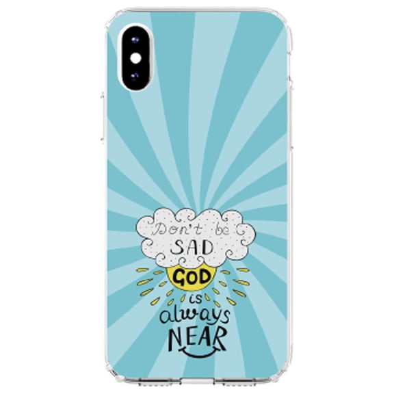 DistinctInk Clear Shockproof Hybrid Case for iPhone XS Max (6.5" Screen) - TPU Bumper, Acrylic Back, Tempered Glass Screen Protector - Don't be Sad, God is Always Near
