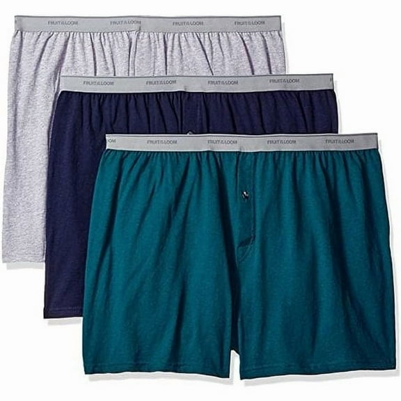 Fruit of the Loom Men's Big Man Cotton Elastic Waist Knit Boxers,Assorted 3 Pack,2X-Large Big