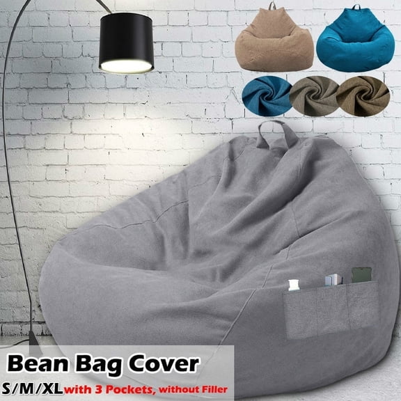Vensio Unstuffed Bean Bag Chair Cover Linen Fabric Lazy Lounger Couch Protector for Living Room Assorted Sizes