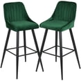 thumbnail image 1 of Mecor Velvet Fabric Bar stools Set of 2 with Backrest, 30’’ Upholstered Dining Counter Height Bar Chairs for Kitchen Living Room (Green), 1 of 7
