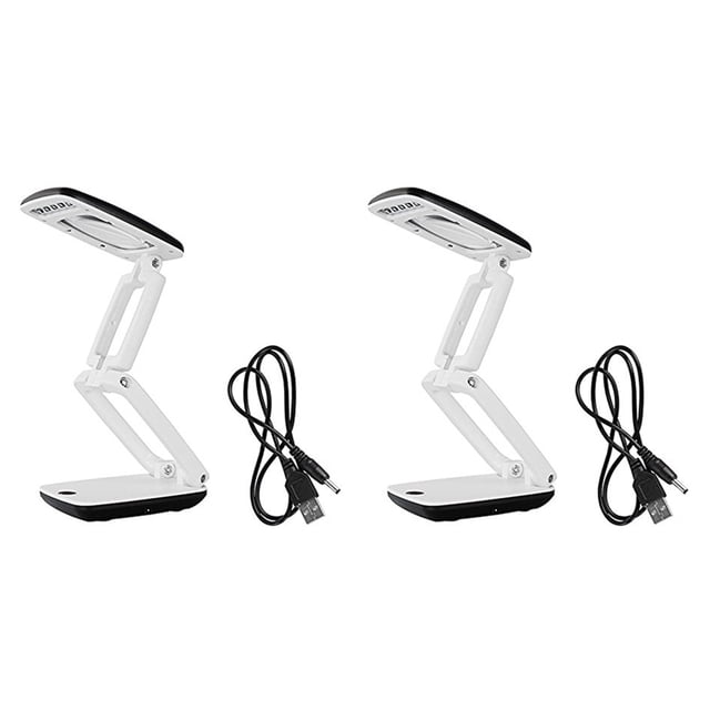 2piezas Lámpara de Lupa de Escritorio Iluminada con Luz en El Soporte LED Portátil Lupa de Bolsillo Visera Plegable 3X