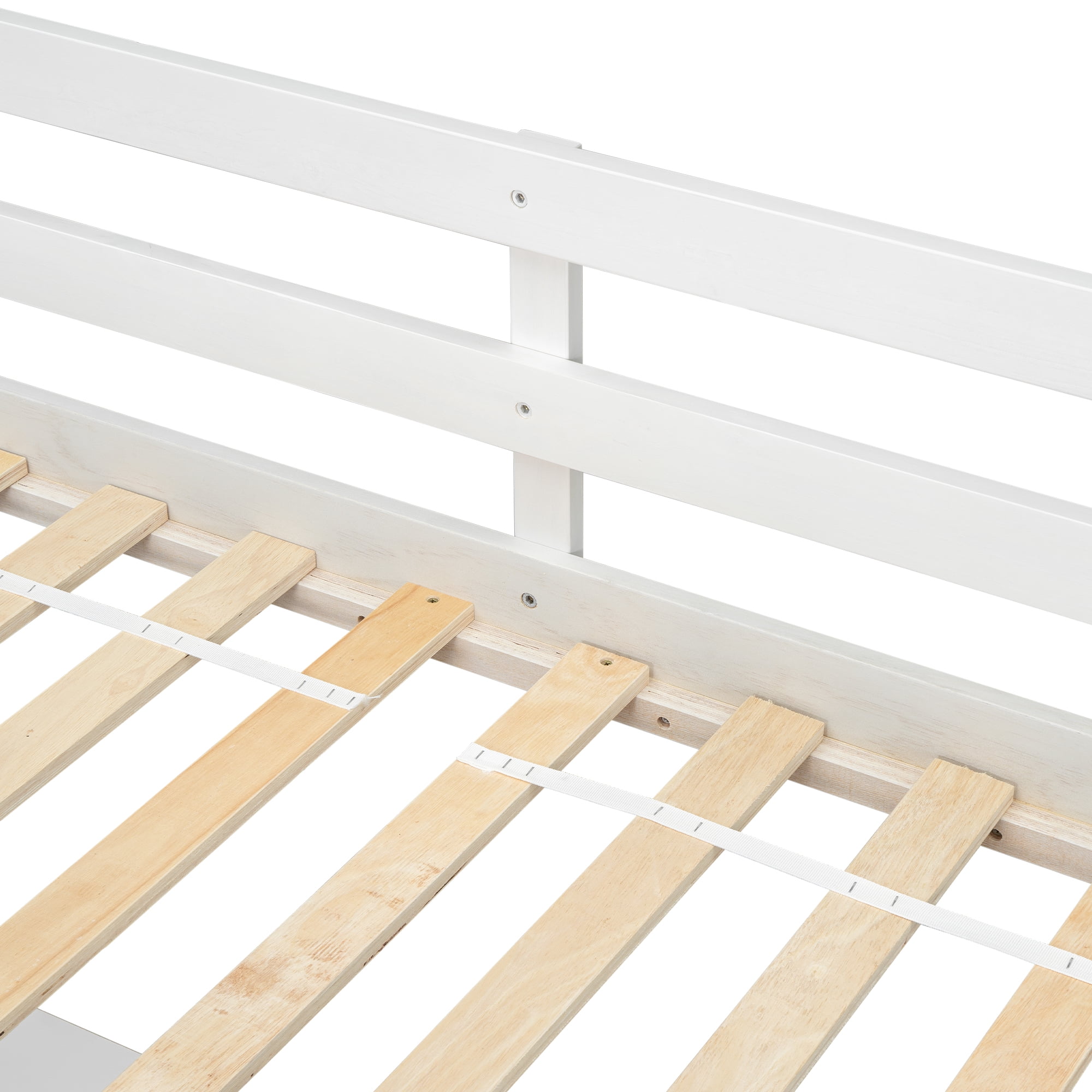 Euroco Modern Twin Size Loft Bed with Desk and Storage Drawers for Kids Teens, White
