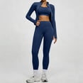 thumbnail image 2 of BODOAO Women's Workout Set, Long Sleeve Full Zip Jacket and High Waisted Leggings, Two Piece Athletic Tracksuit, Slim Fit Activewear for Yoga Gym Navy 3XL, 2 of 7
