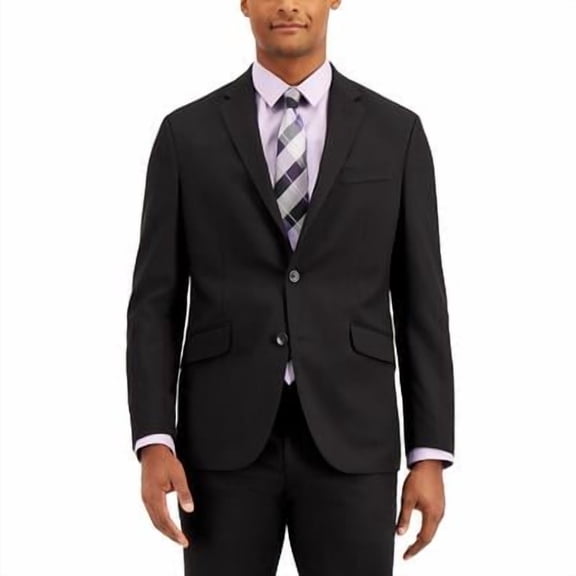 Kenneth Cole Reaction Mens Slim fit Suit Jacket Blazer 44 S Black Solid Stretch